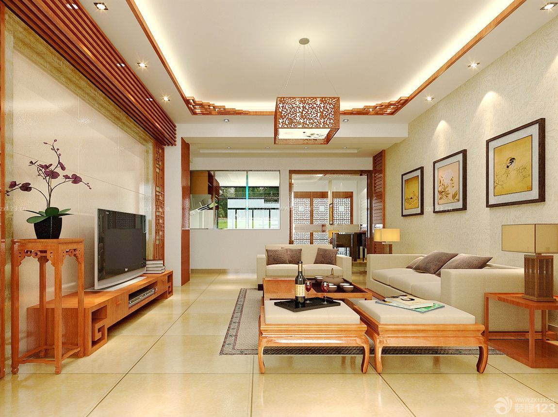 2022中式客厅吊顶装饰效果图大全 典雅风韵，演绎东方美学